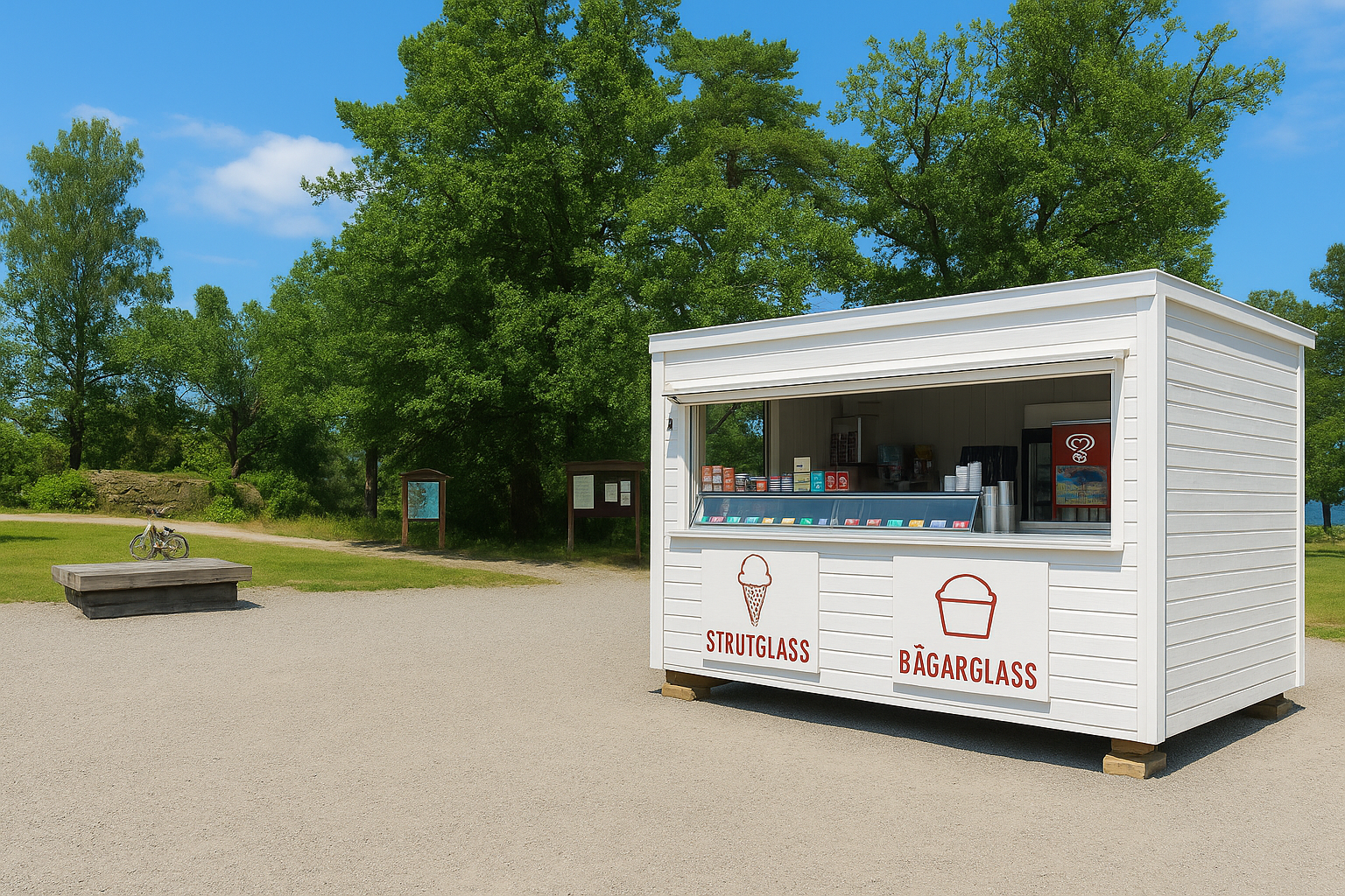 Café Sjöstigen en solig dag med glass och sommarstämning